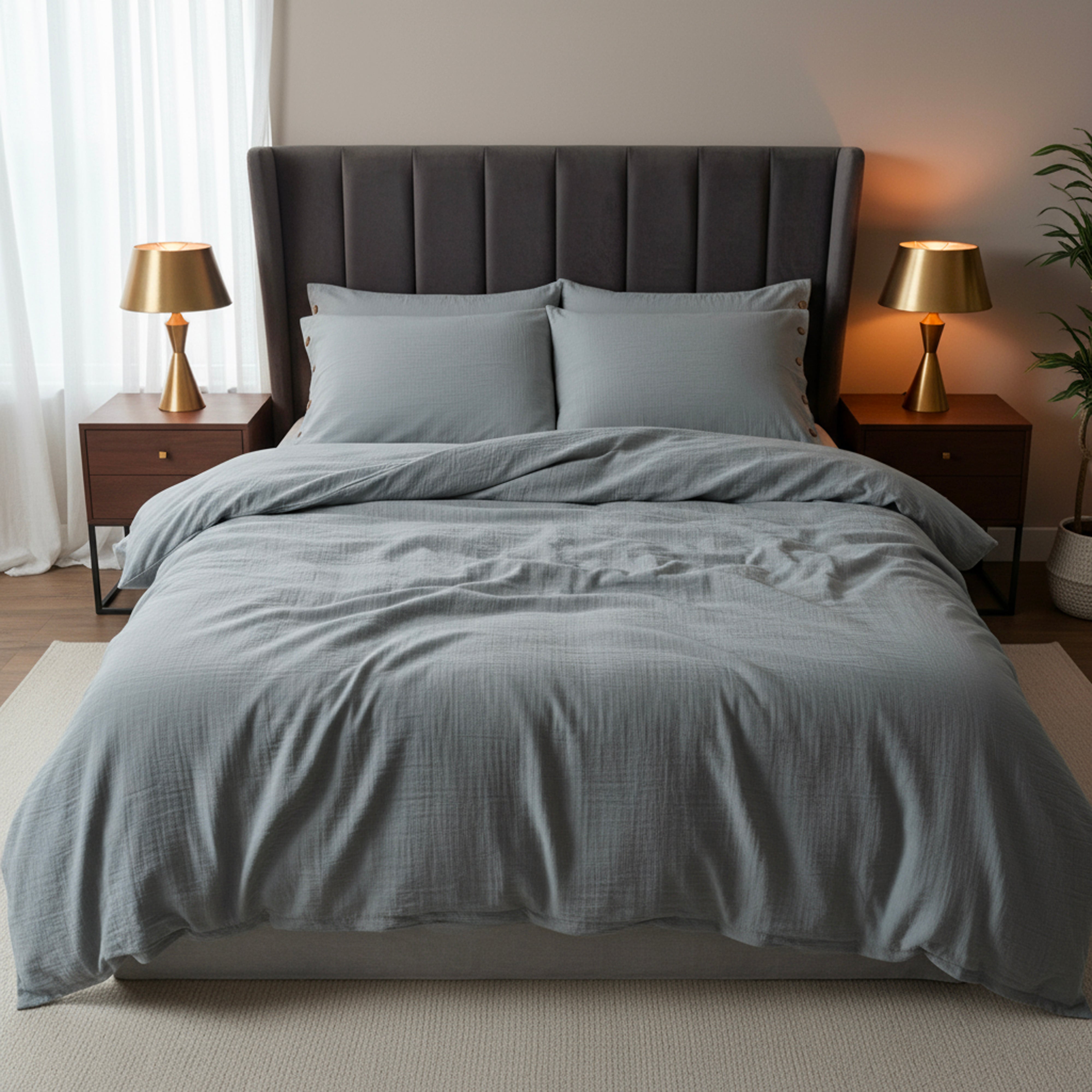 Nefaset Naip Gri Nevresim Takımı