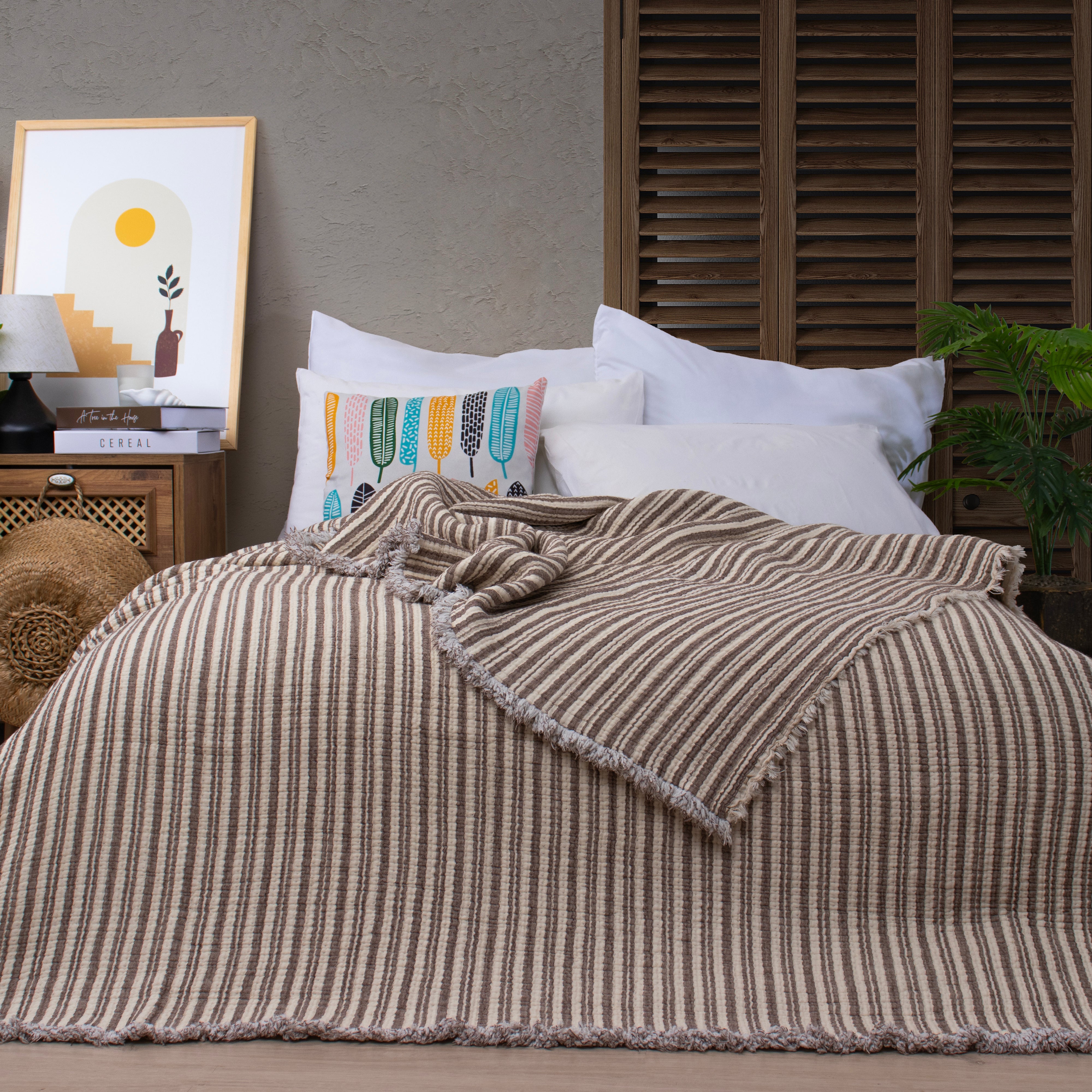 Colorelle Çizgili Müslin  Yatak Örtüsü